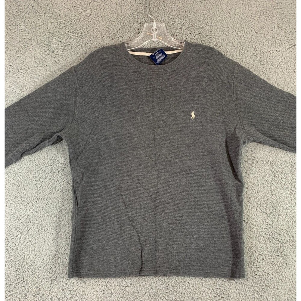 Polo Ralph Lauren Men's Long Sleeve Sleepwear Shirt Gray Medium Logo Sleepshirt